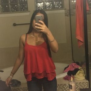 red flounce cami tank